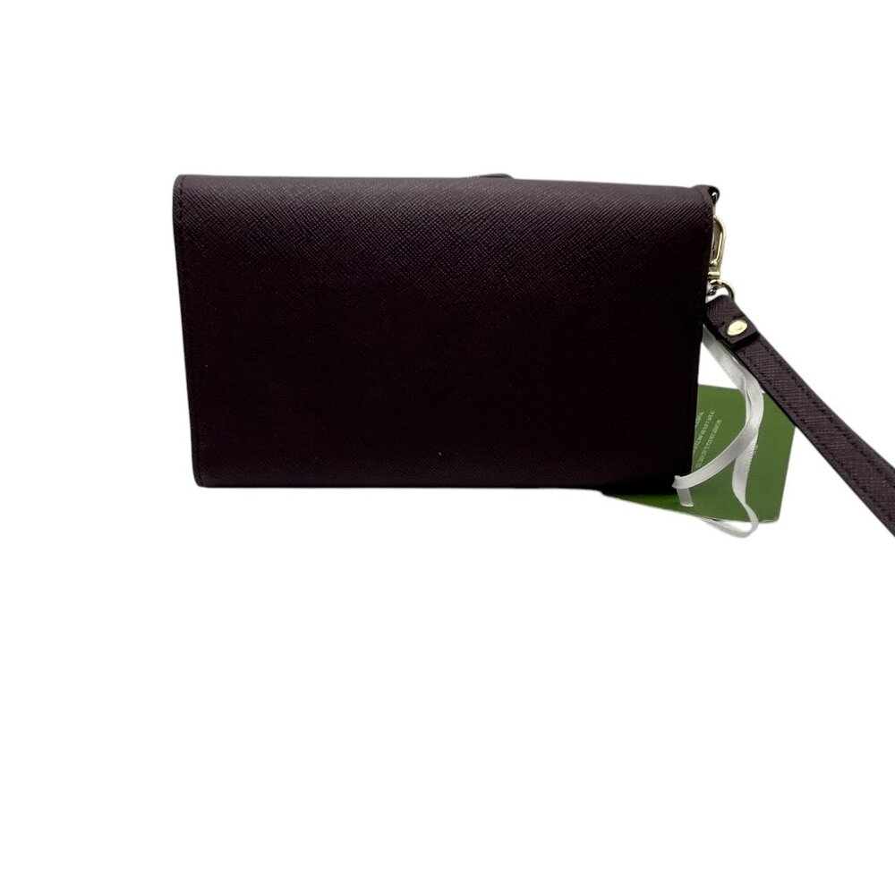 Kate Spade Saffiano Burgundy Leather Women's Phone Case Wallet Wristlet 6" - Picture 2 of 13